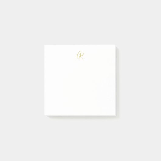 Post-it® Calligraphie couleur or monogramme moderne minimal (Devant)
