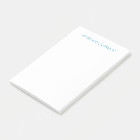 Post-it® Calligraphie de nom Script Plain Simple Blanc Bleu (Incliné)