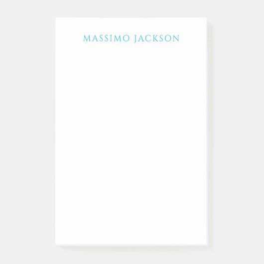 Post-it® Calligraphie de nom Script Plain Simple Blanc Bleu (Devant)