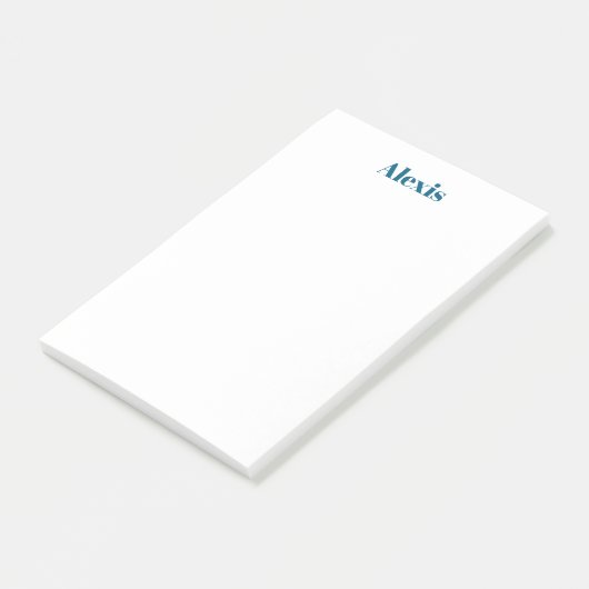 Post-it® Calligraphie de nom Script Plain Simple Blanc Bleu (Incliné)