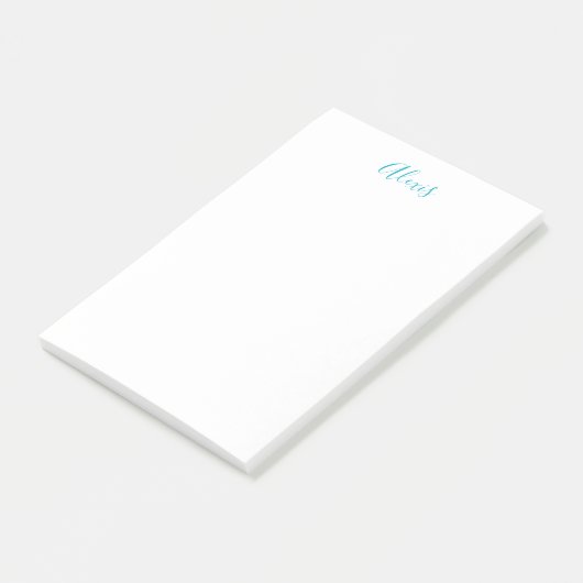 Post-it® Calligraphie de nom Script Plain Simple Blanc Bleu (Incliné)