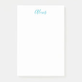 Post-it® Calligraphie de nom Script Plain Simple Blanc Bleu (Devant)