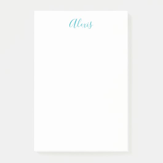 Post-it® Calligraphie de nom Script Plain Simple Blanc Bleu (Devant)