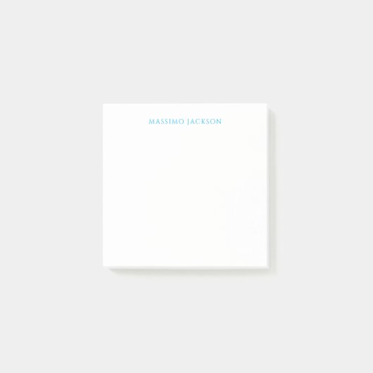 Post-it® Calligraphie de nom Script Plain Simple Blanc Bleu (Devant)