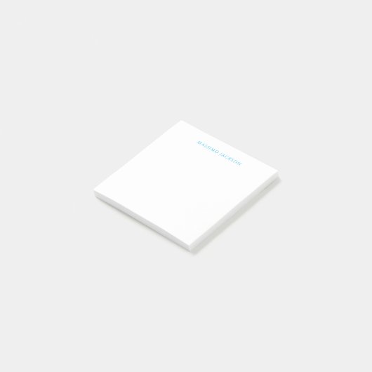 Post-it® Calligraphie de nom Script Plain Simple Blanc Bleu (Incliné)