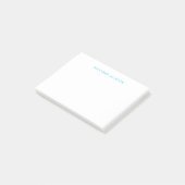 Post-it® Calligraphie de nom simple blanche bleue (Incliné)