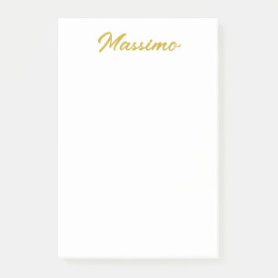 Post-it® Calligraphie Élégant Or Blanc Simple Nom