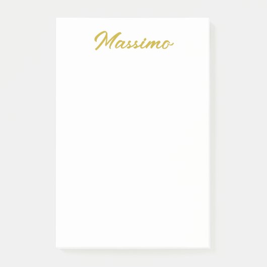 Post-it® Calligraphie Élégant Or Blanc Simple Nom (Devant)