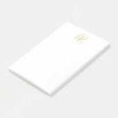Post-it® Calligraphie Monogramme Couleur Or Moderne Simple (Incliné)