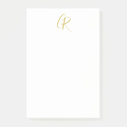 Post-it® Calligraphie Monogramme Couleur Or Moderne Simple (Devant)