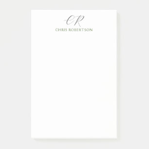 Post-it® Calligraphie Monogramme Nom Black White Cadeau per