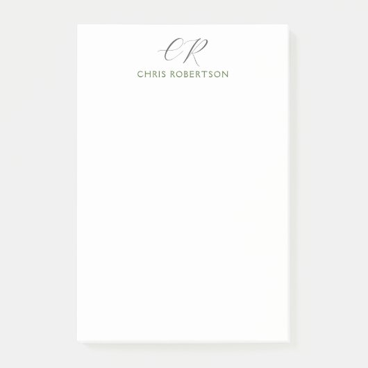 Post-it® Calligraphie Monogramme Nom Black White Cadeau per (Devant)