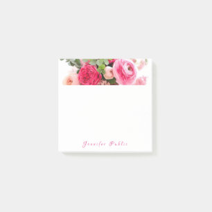 Post-it® Calligraphie Nom Aquarelle Rose Modèle Floral