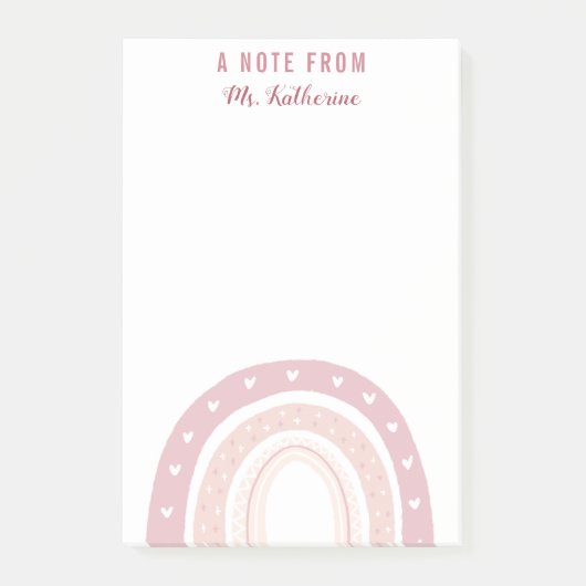 Post-it® Calligraphie Pastel Rose Rainbow personnalisée (Devant)