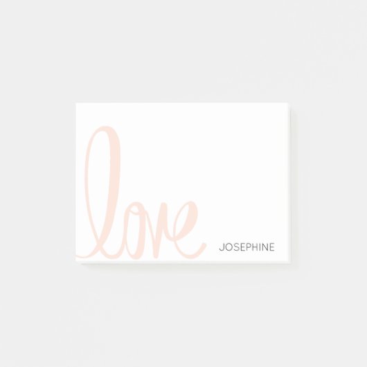 Post-it® Calligraphie Pink Love Nom personnalisé de la fill (Devant)