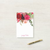 Post-it® Calligraphie Script Floral Aquarelle Rose Modèle (Sur un bureau)