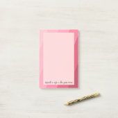 Post-it® Calligraphie simple avec rayures rétro - rose rose (Sur un bureau)