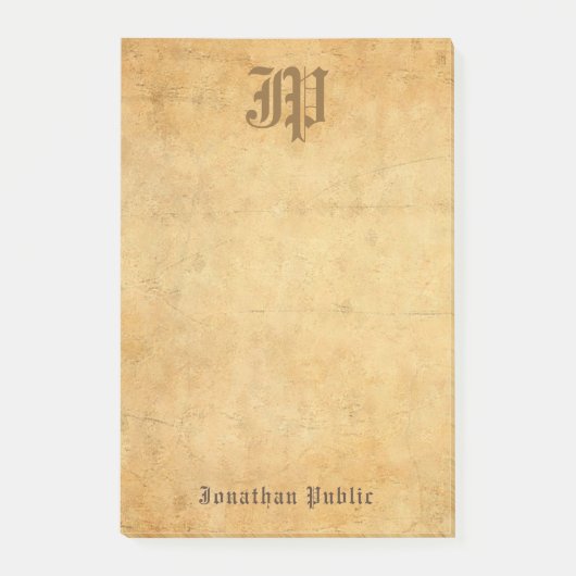 Post-it® Calligraphie vintage Monogramme Élégant Modèle (Devant)