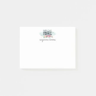 Post-it® Caméra vintage aquarelle et fleurs