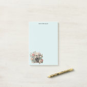 Post-it® Camera with Flowers Retro Pastel Image (Sur un bureau)