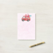 Post-it® Camion d'amour mignon avec Coeur Cargo Aquarelle (Sur un bureau)