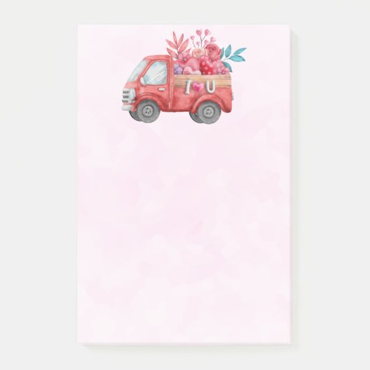 Post-it® Camion d'amour mignon avec Coeur Cargo Aquarelle (Devant)