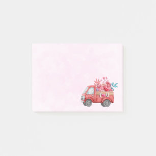 Post-it® Camion d'amour mignon avec Coeur Cargo Aquarelle