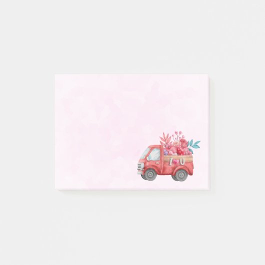 Post-it® Camion d'amour mignon avec Coeur Cargo Aquarelle (Devant)