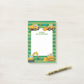 Post-it® Camions de construction verts Bar Mitzvah personna (Sur un bureau)