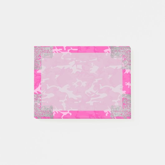Post-it® Camo rose avec des parties scintillantes de Faux (Devant)
