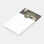 Post-it® Camouflage militaire Vert Motif Brown Monogramme (Incliné)