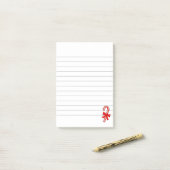 Post-it® Candy Cane Red Ribbon Christmas Lined (Sur un bureau)