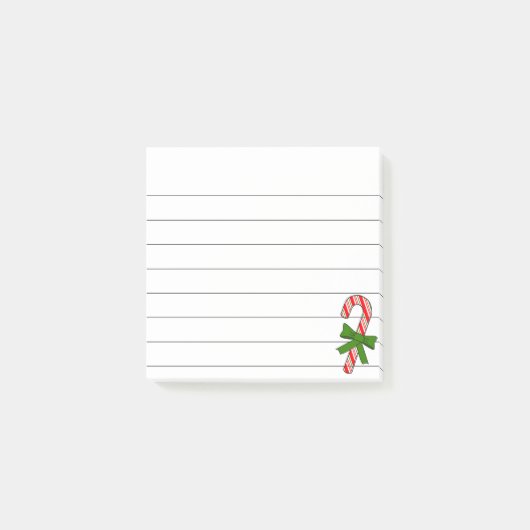 Post-it® Candy Cane Ruban Vert Noël Dessin Ligné (Devant)