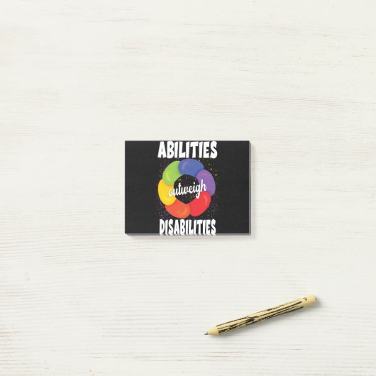 Post-it® Capacités par rapport aux déficiences, message sur (Sur un bureau)