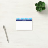 Post-it® Capri Bleu SLg Chevron Navy Monogramme Nom (Bureau)