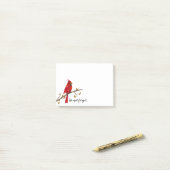 Post-it® Cardinal Rouge, l'oiseau de Noël (Sur un bureau)