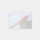 Post-it® Cardinal rouge sur la souche en bois (Devant)