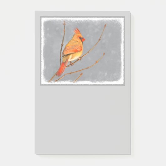 Post-it® Cardinal sur la peinture de branche - Art original (Devant)