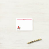 Post-it® Cardinal sur une branche de sapin (Sur un bureau)