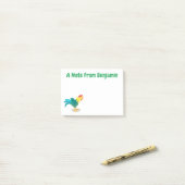 Post-it® Caricature amusante du coq à rames (Sur un bureau)