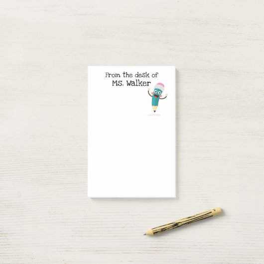 Post-it® Caricature au crayon à rire Notes post-it (Sur un bureau)