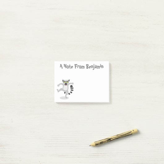 Post-it® Caricature de danse lémurienne en anneau mignon (Sur un bureau)