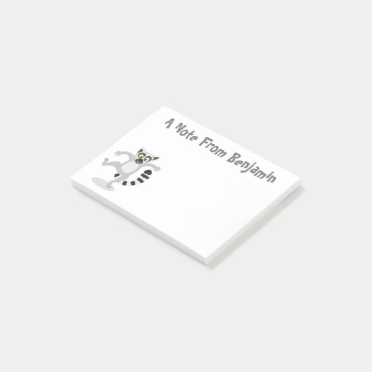 Post-it® Caricature de danse lémurienne en anneau mignon (Incliné)