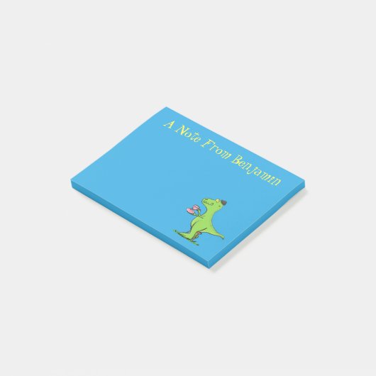 Post-it® Caricature de dinosaure vert t rex (Incliné)