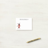 Post-it® Caricature de fourmi rouge joyeux (Sur un bureau)