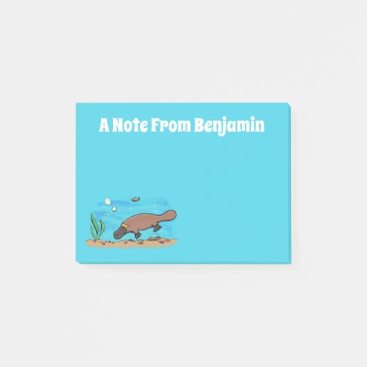 Post-it® Caricature de natation de Cute platypus (Devant)