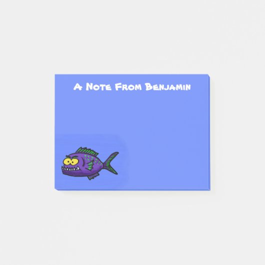 Post-it® Caricature de poisson de Piranha (Devant)