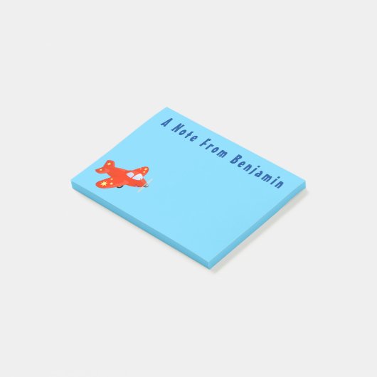 Post-it® Caricature de vol d'avion rouge mignon (Incliné)