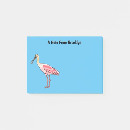 Post-it® Caricature d'oiseau de spatule de rose (Devant)