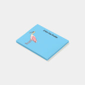Post-it® Caricature d'oiseau de spatule de rose (Incliné)